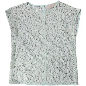 LOFT Petites Mint Green Lace Sleeveless Top‎ Womens Size MP Career Casual